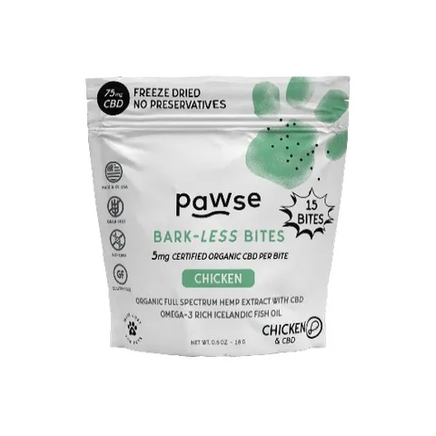 1ea 15pc Pawse 75mg Chicken Bark-Less Bites - Healing/First Aid